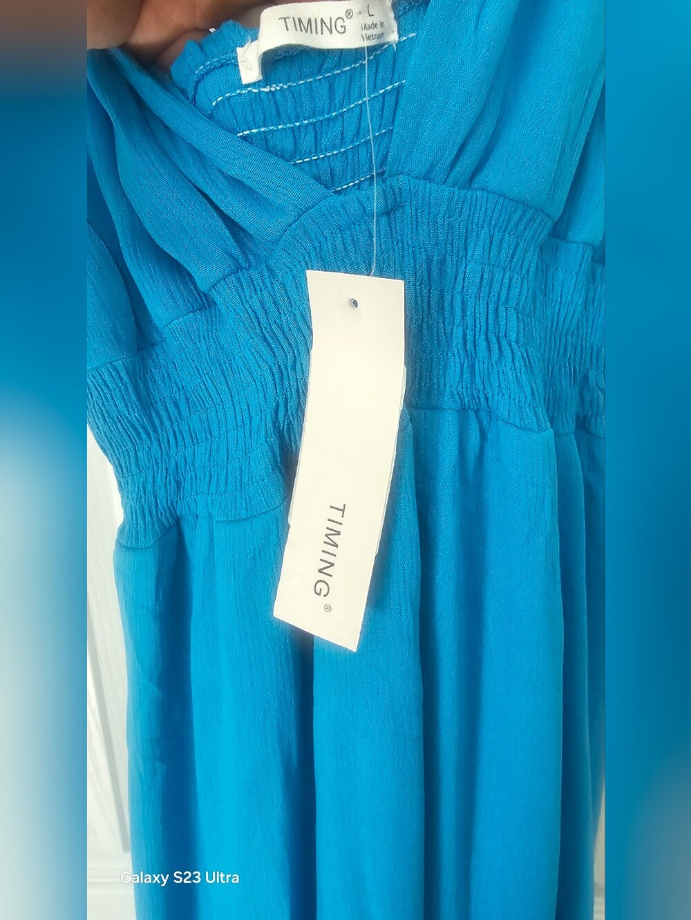 NWT TIMILY Elegant blue sleeveless maxi dress with a deep V-neck Size Large - Picture 6 of 13